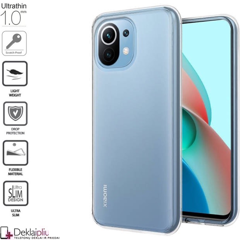 Silikoninis dėklas 1.0 mm storio - permatomas (Xiaomi Mi 11 Lite/11 Lite 5G Ne) Silikoninis dėklas 1.0 mm storio - permatomas (Xiaomi Mi 11 Lite/11 Lite 5G Ne)
